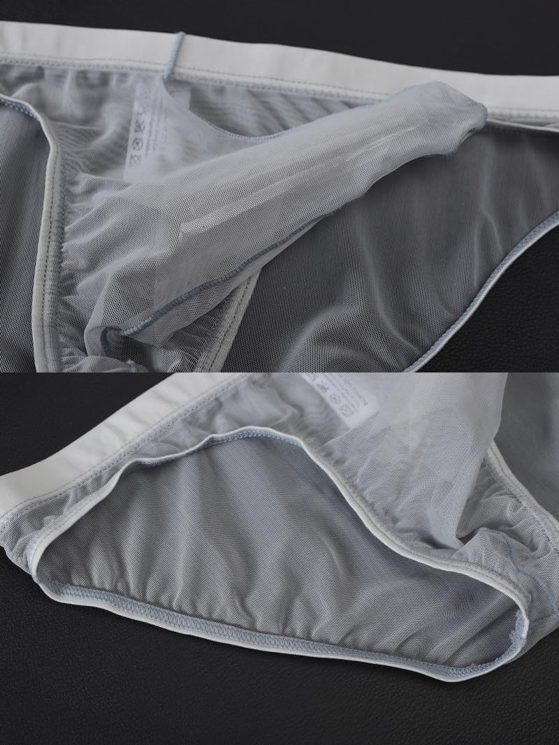 Mens Ultra Thin Breathable Mesh Elephant Nose Pouch Triangle Briefs Underwear Hip Coverage Bikini Panties