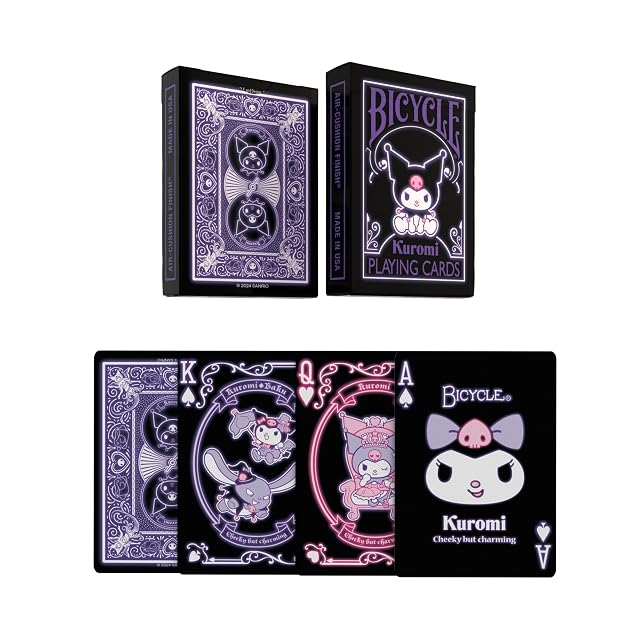 Foto 3 de 6 de Bicycle Kuromi Sanrio - Cartas de Juego, Negro, Rosa y Morado, 1 baraja