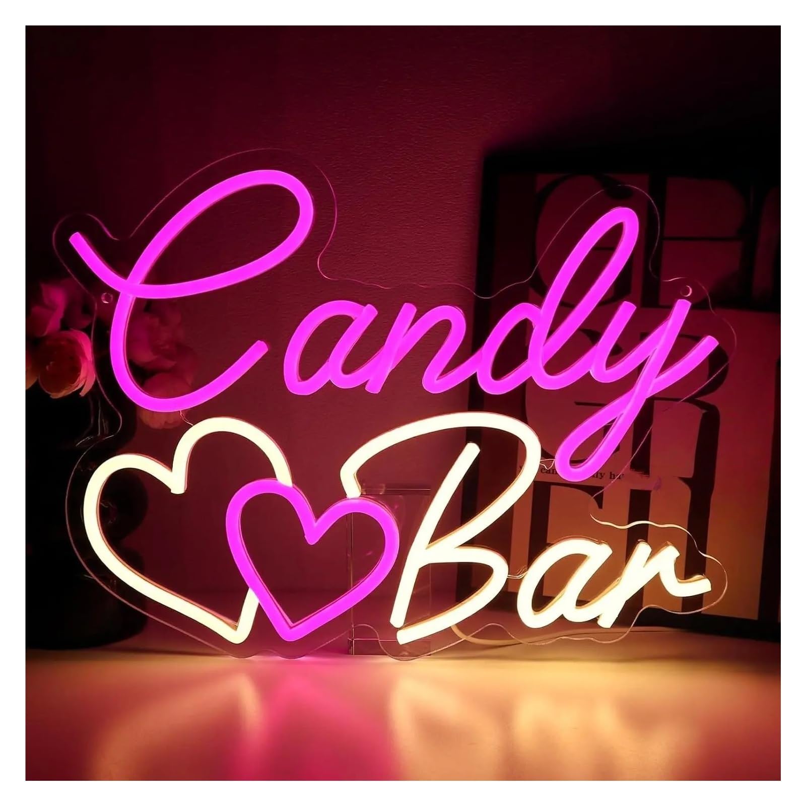 RONGCH Hanging Art Neon Signs Candy Bar Neon Sign Dimmable LED Light for Candy Shop Snack Store Wedding Party Home Decoration 35cmx26.8cm