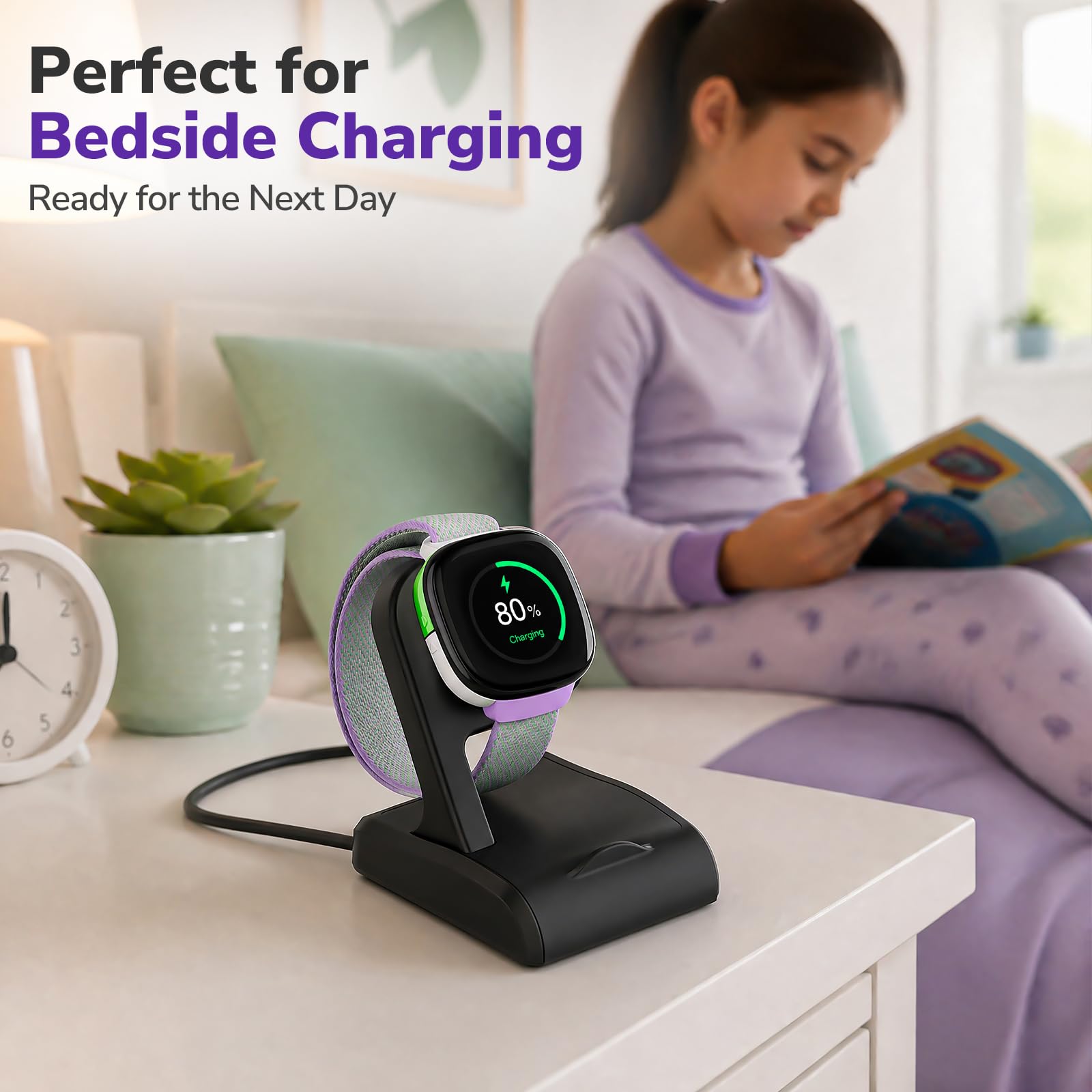 Chargeur compatible avec Google Fitbit Ace LTE, station d'accueil de charge antidérapante avec câble USB de 0,9 m