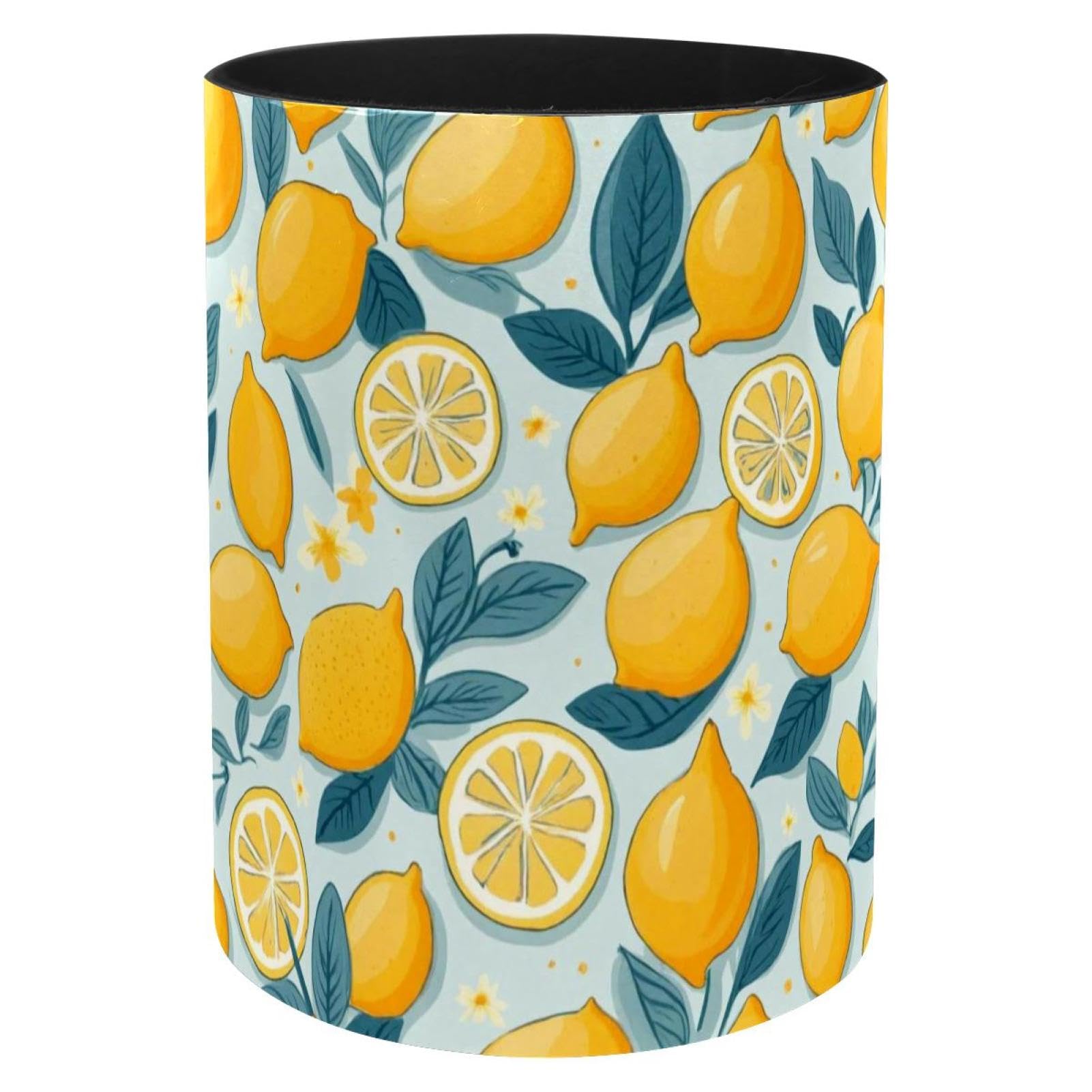 Porte-stylos en métal à joli motif citrons jaunes pour accessoires de bureau
