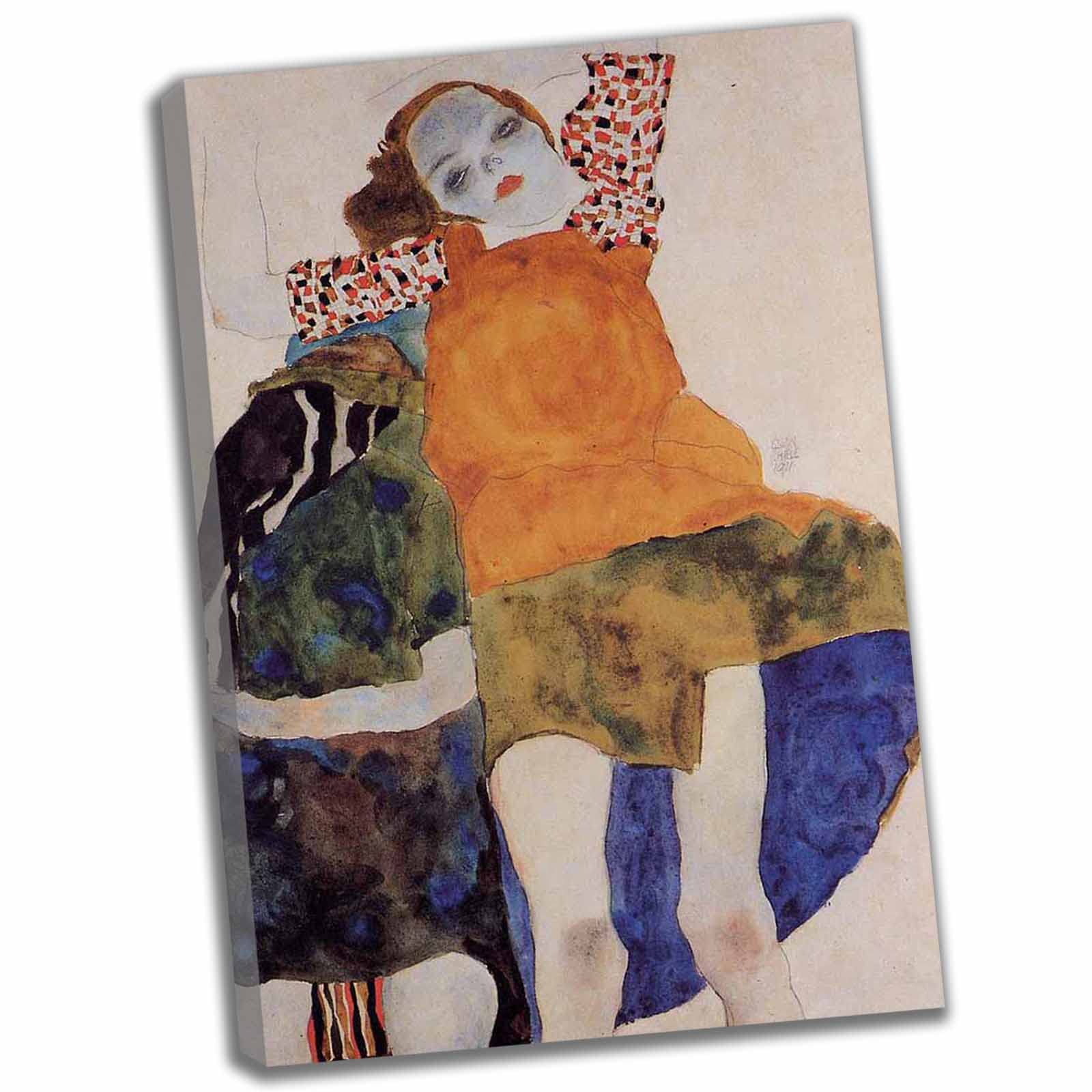 Amazon.co.jp: エゴン・シーレ-Two Seated Girls 絵画 インテリア