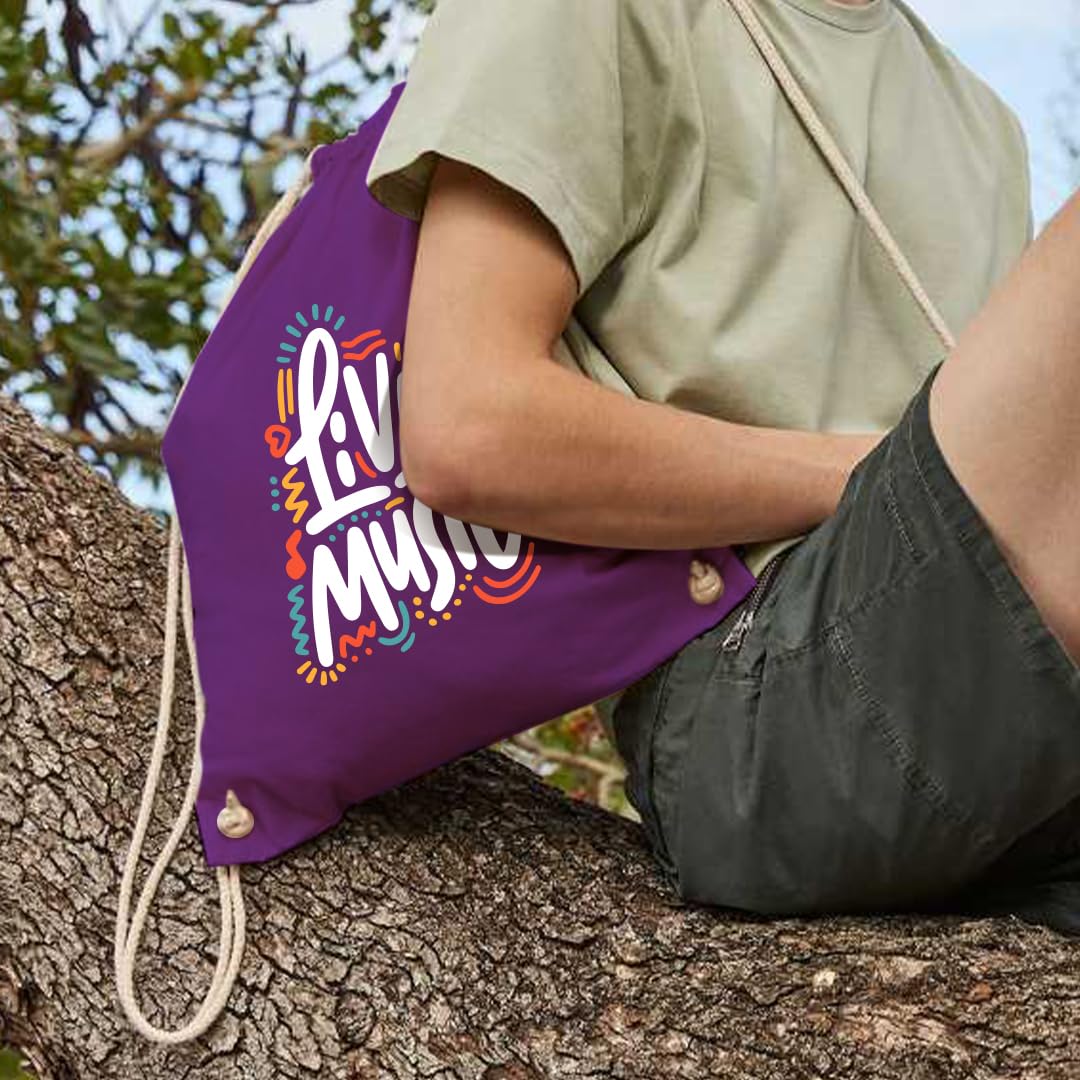 Teetaly - Sacca Zaino In Cotone Personalizzata Con Logo, Nome, Foto, Testo. Borsa A Sacchetto Con Cordoncino In Cotone Naturale