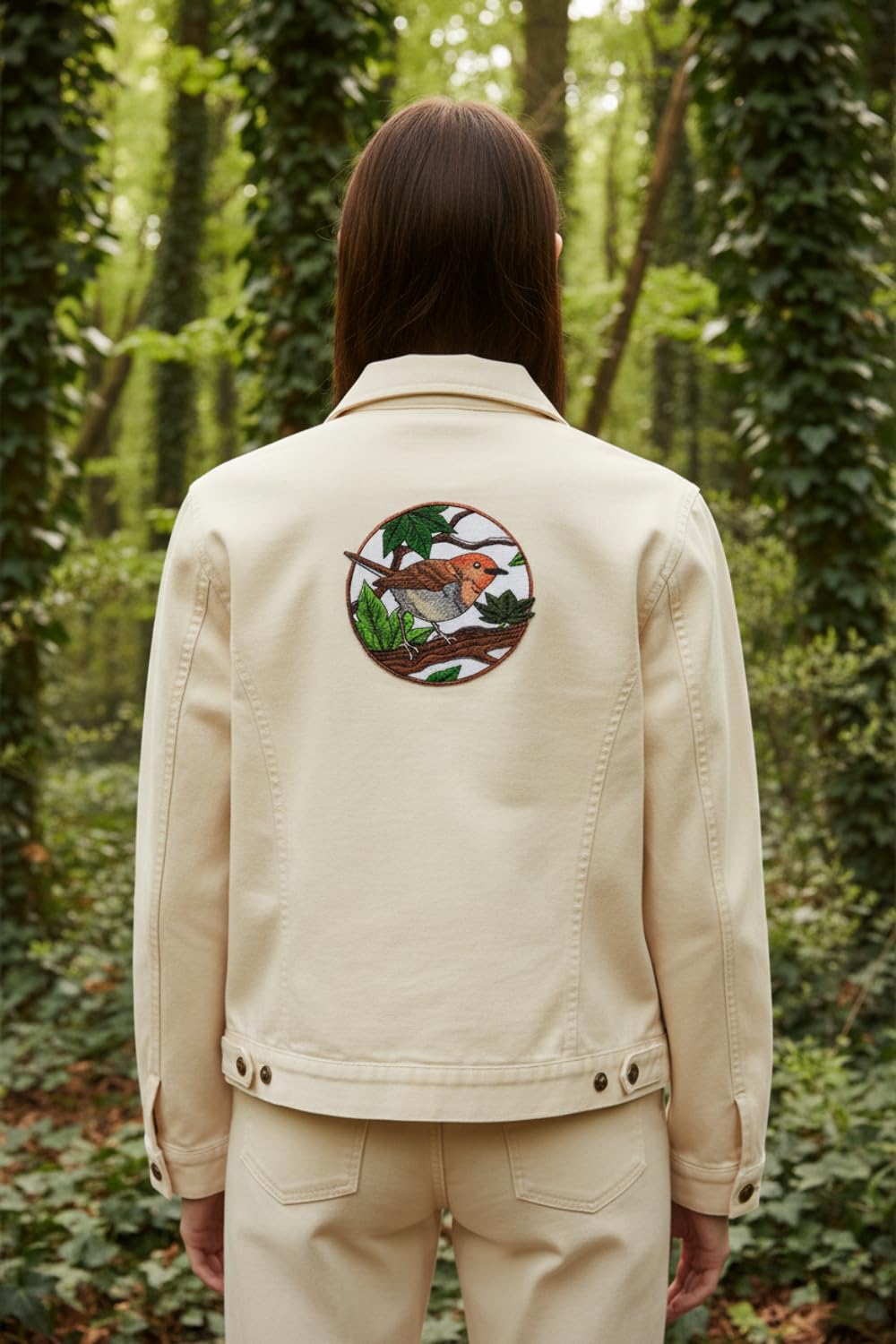 Nature Weaved in Threads, Amazing Birds Kingdom [Japanese Robin Circle [Custom and Unique] Embroidered Iron on/Sew Patch [5.14" *5"] [Made in USA]