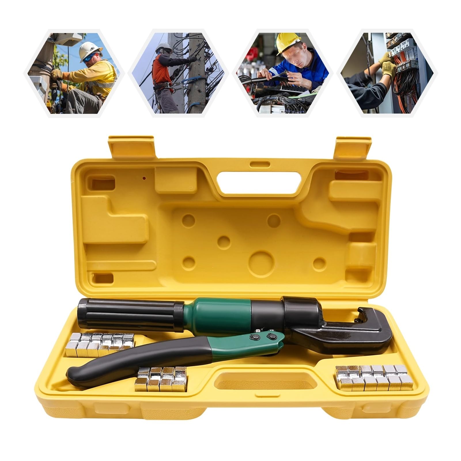 Crimpadora hidráulica Manual de 60 kN con 8 Pares de Matrices for Tubos de Aluminio, plástico y PEX.