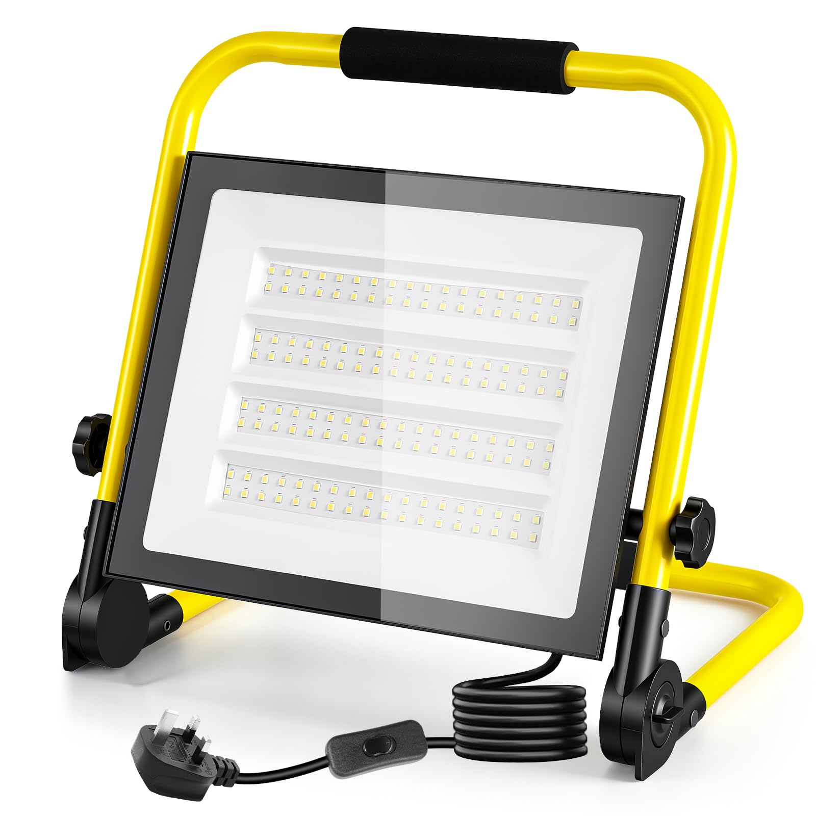 Keleef LED Work Light Portable 200W 100W 50W Brightness Adjustable Job Site Light 6500K LED Floodlight 22000LM Super Bright LED Working Light with Plug&Switch IP66 Waterproof for Workshop Garage