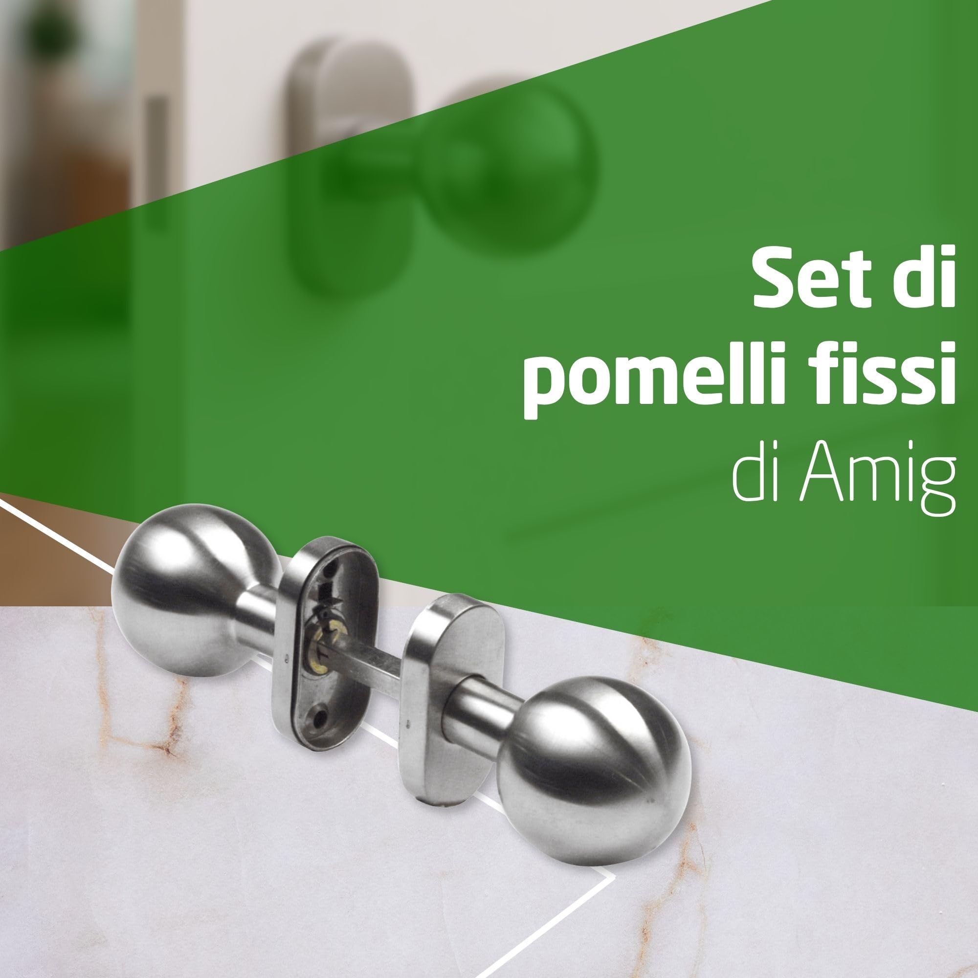 Amig – Pomolo/Maniglia rotonda per porta interna – Mod. 11AL – Impugnatura ergonomica – Rosetta rotonda – Acciaio inox 18/8 satinato – Ø62 x 77 mm
