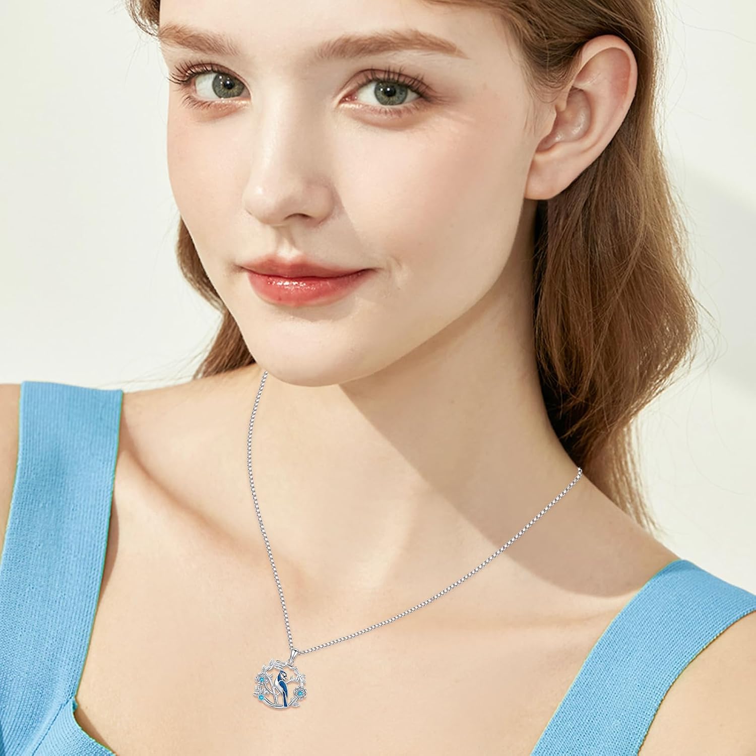 Blue Jay Necklace 925 Sterling Silver Bird Necklace Blue Jay Pendants Bird Gifts for Lovers Women Jewelry Christmas Birthday Gift - Image 6