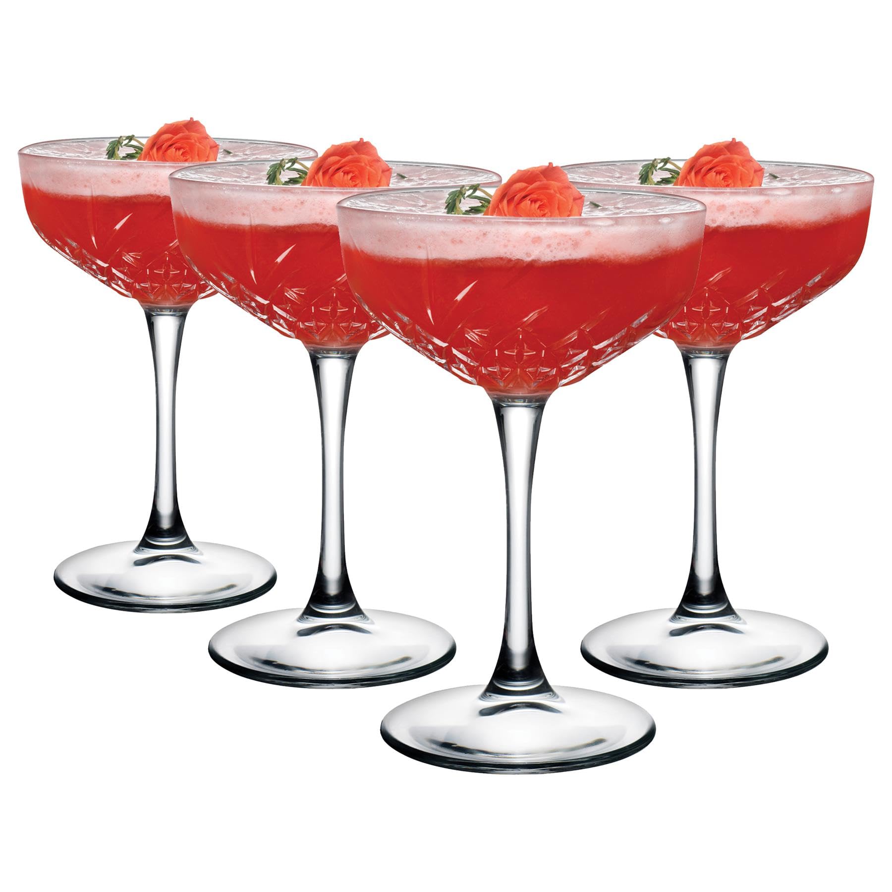 Pasabahce Set of 4 Champagne Cups in Glass, 27 cl Transparent Table Decoration