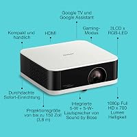 Prenosný Full HD 1080p smart projektor Epson Lifestudio Pop EF-61W so zvukom Bose, 700 lúmenov, 3LCD RGB LED, Google TV, uhlopriečka projekcie 150 palcov 2