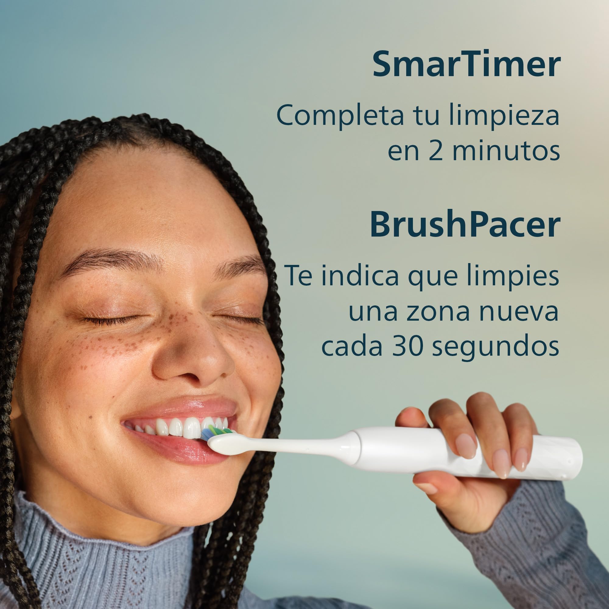 Philips Sonicare Serie 2100 - Cepillo dental sónico con 2 niveles de intensidad, función EasyStart, SmarTimer, autonomía de 14 días, blanco, modelo HX4021/01, [Nuevo]