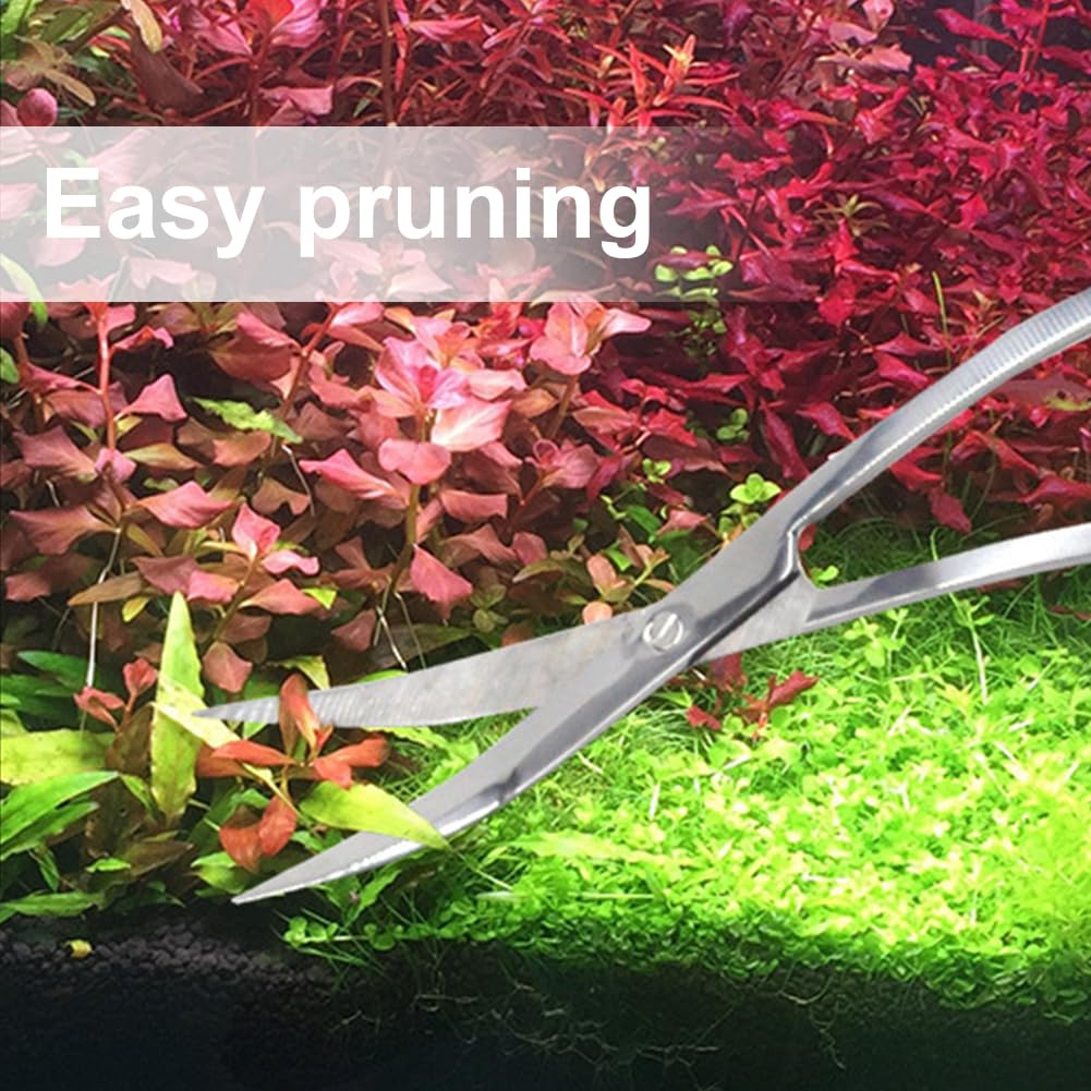 Aquariumschaar 25 cm, gebogen reinigings- en terrariumschaar, golvende schaar voor aquariumplanten