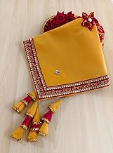 Square Velvet Thal Cover with Lace Work for Diwali, Navratri, Karwa Chauth Shagun Wedding Pooja Karva Chauth and Various Puja Rituals/Thal Posh Size18x 18inches(Yellow Colour)