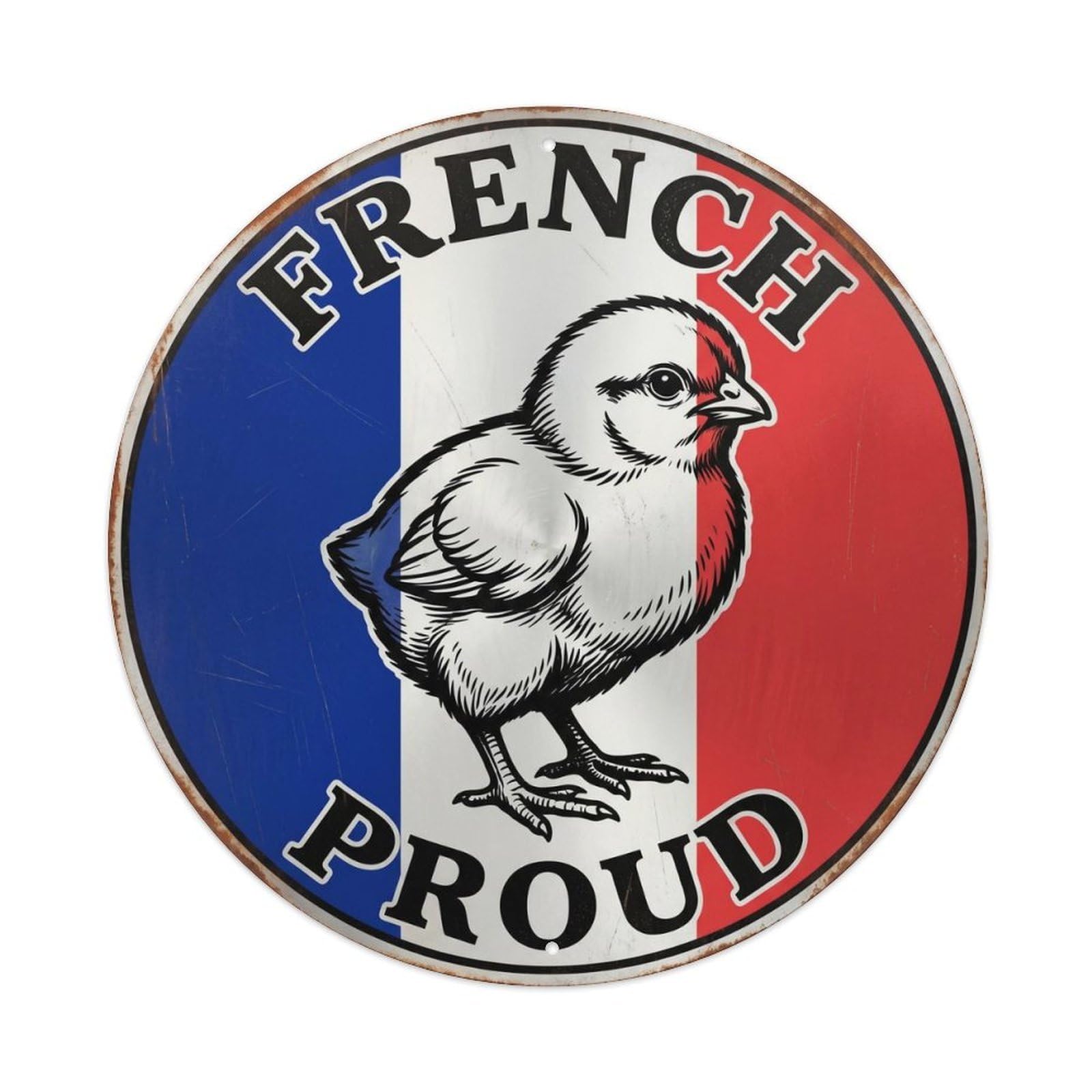 Olhnbad Style French Proud Chick Farm Animal Heritage Emblem Metal Tin Sign