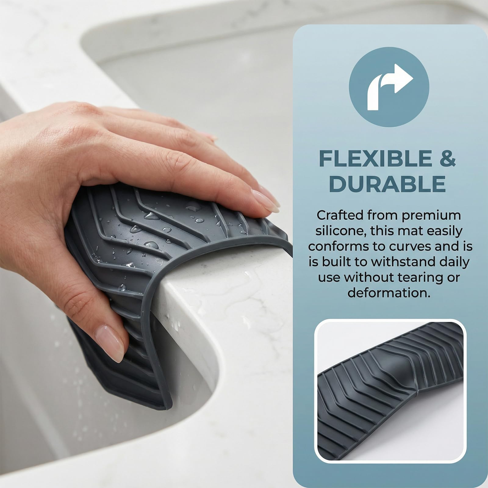 Tappetino Scolapiatti In Silicone Per Rubinetto 45 Cm – Paraspruzzi Anti-goccia Per Cucina, Design Con Micro Pendenza E Griglia Antiscivolo, Facile Da Pulire