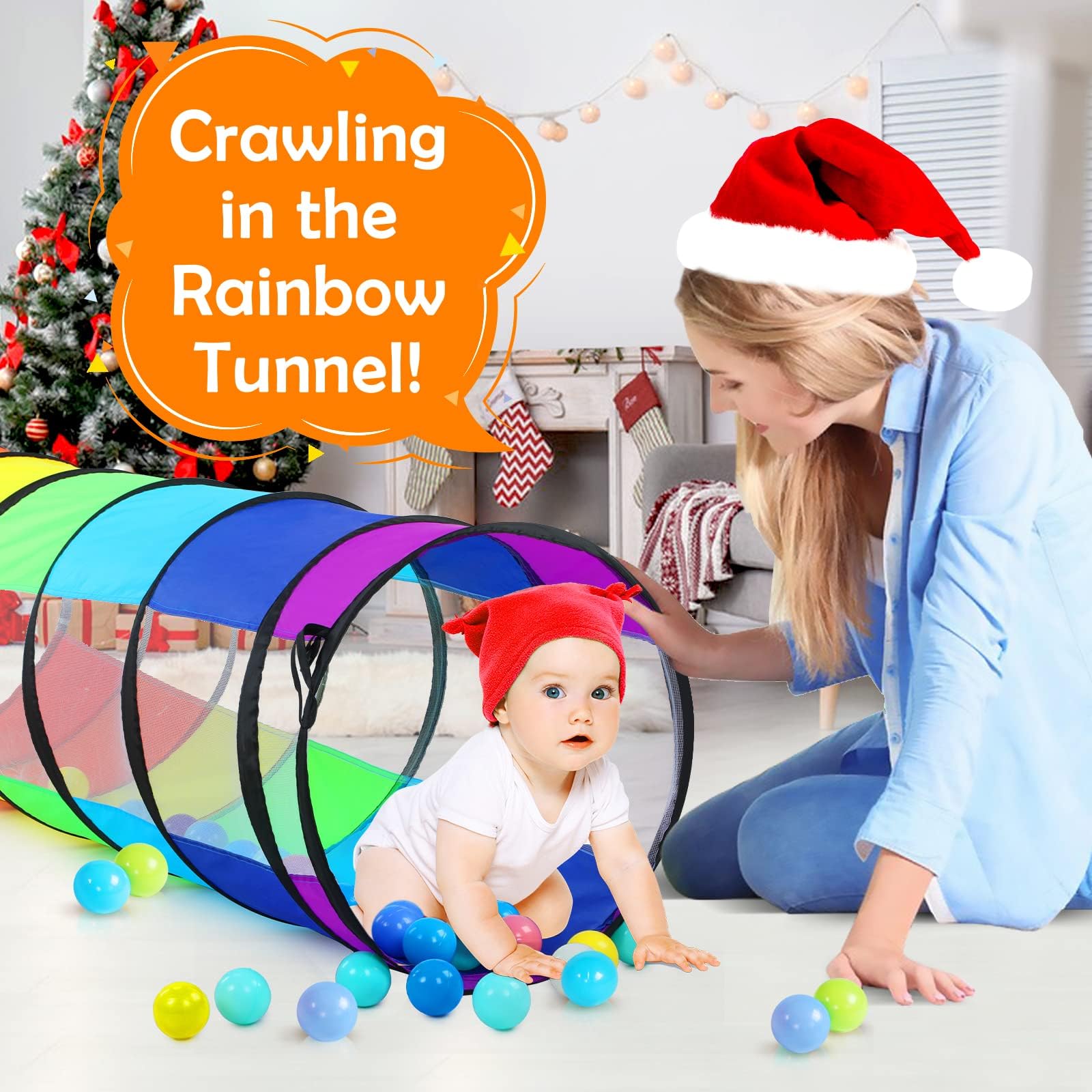 Kids Play Tunnel for Toddlers 6 Foot Pop Up Crawl Through Tunnel Play Tent for Baby Infant Children or Dog with 2 Mesh Sides - Image 4