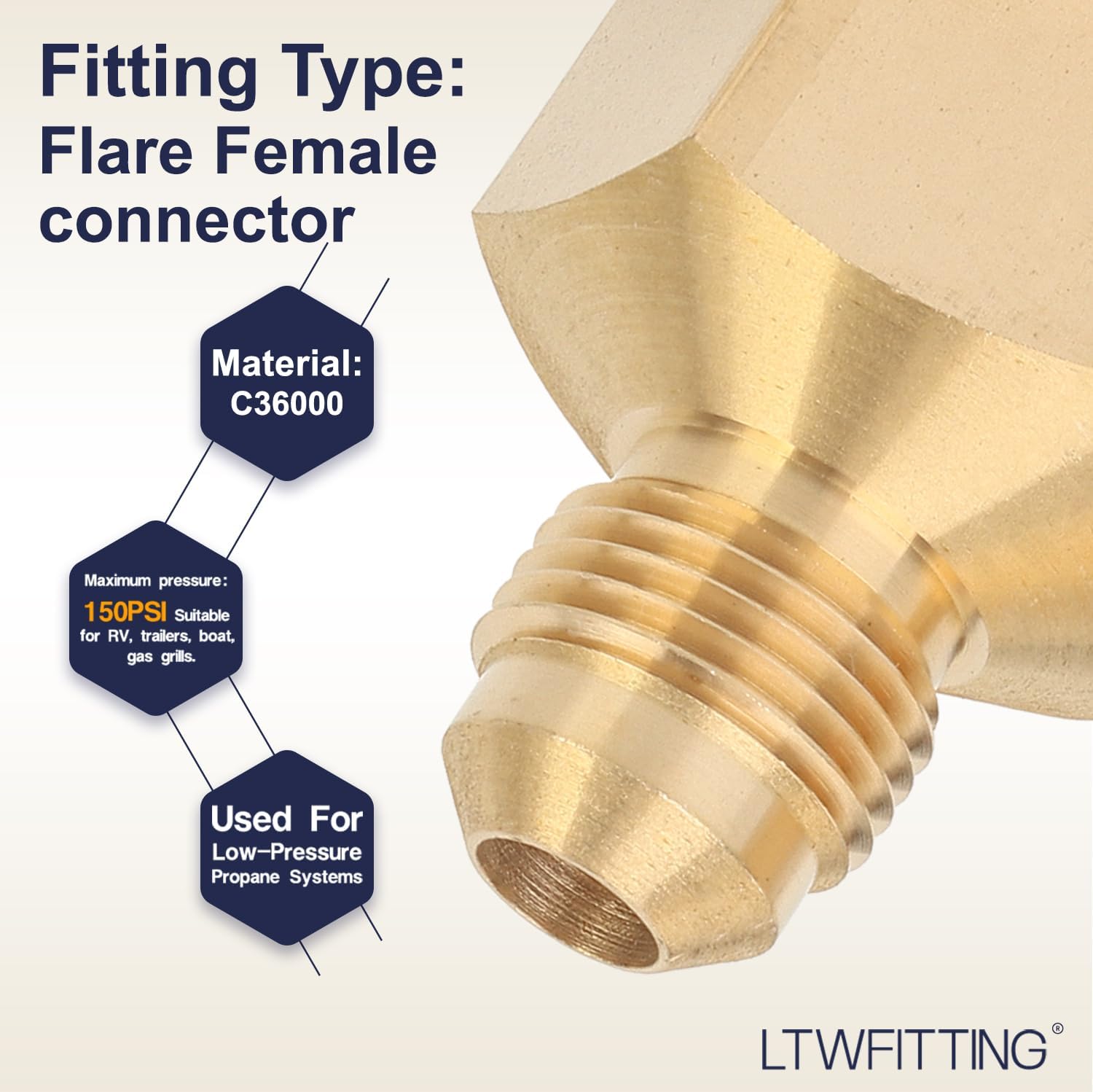 LTWFITTING Brass Flare 3/8" OD x 3/4" Female NPT Connector/Adapter Tube Fitting((Pack of 20)