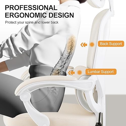 Miniatura 4 de Okeysen Silla de oficina ergonómica de malla con respaldo alto con reposapiés, reposacabezas ajustable y soporte lumbar, silla ejecutiva reclinable