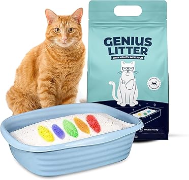 Genius Litter Health Monitoring Cat Litter, Featured on Shark Tank, Lightweight Crystal Silica Gel, Non Clumping, Dust Free,