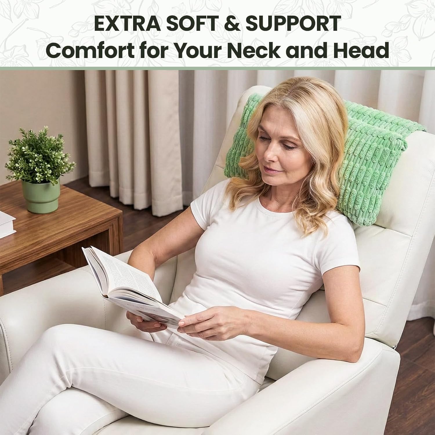 Neck Pillow for Recliner Chair, Adjustable Recliner Headrest Pillow with Non-Slip Weighted Flap, Soft Corduroy Head Pillow for Recliner, Couch, Sofa, Office Chair