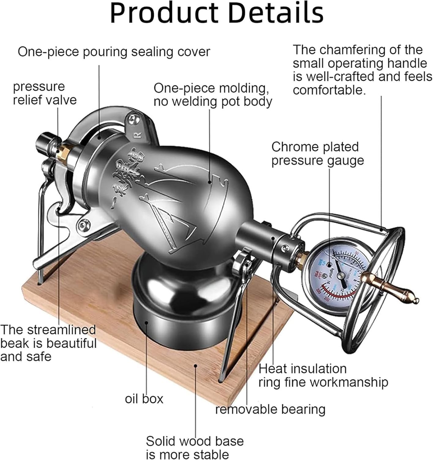 Máquina De Palomitas De Maíz De Acero Inoxidable, Máquina para Hacer Palomitas con Fuego Abierto, Máquina De Palomitas Manual, Olla A Presión para Fiestas Familiares., 300ml