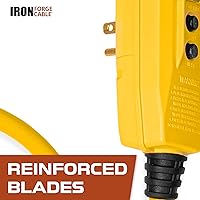Vista 7 de Iron Forge Cable Cable de extensión GFCI iluminado para exteriores de 3 pies - Cable de extensión SJTW amarillo resistente 12/3 con enchufe