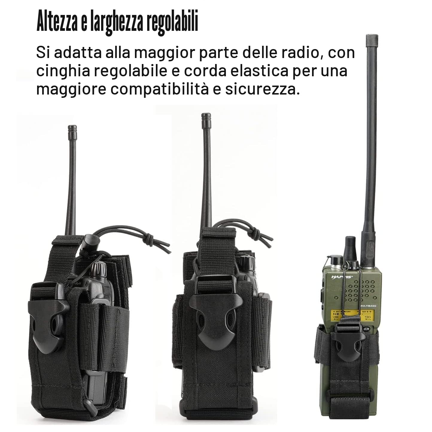 Molle Tactical Radio Pouch Holster, Adjustable Waist Belt for Walkie Talkie, Police Military Radio Holder