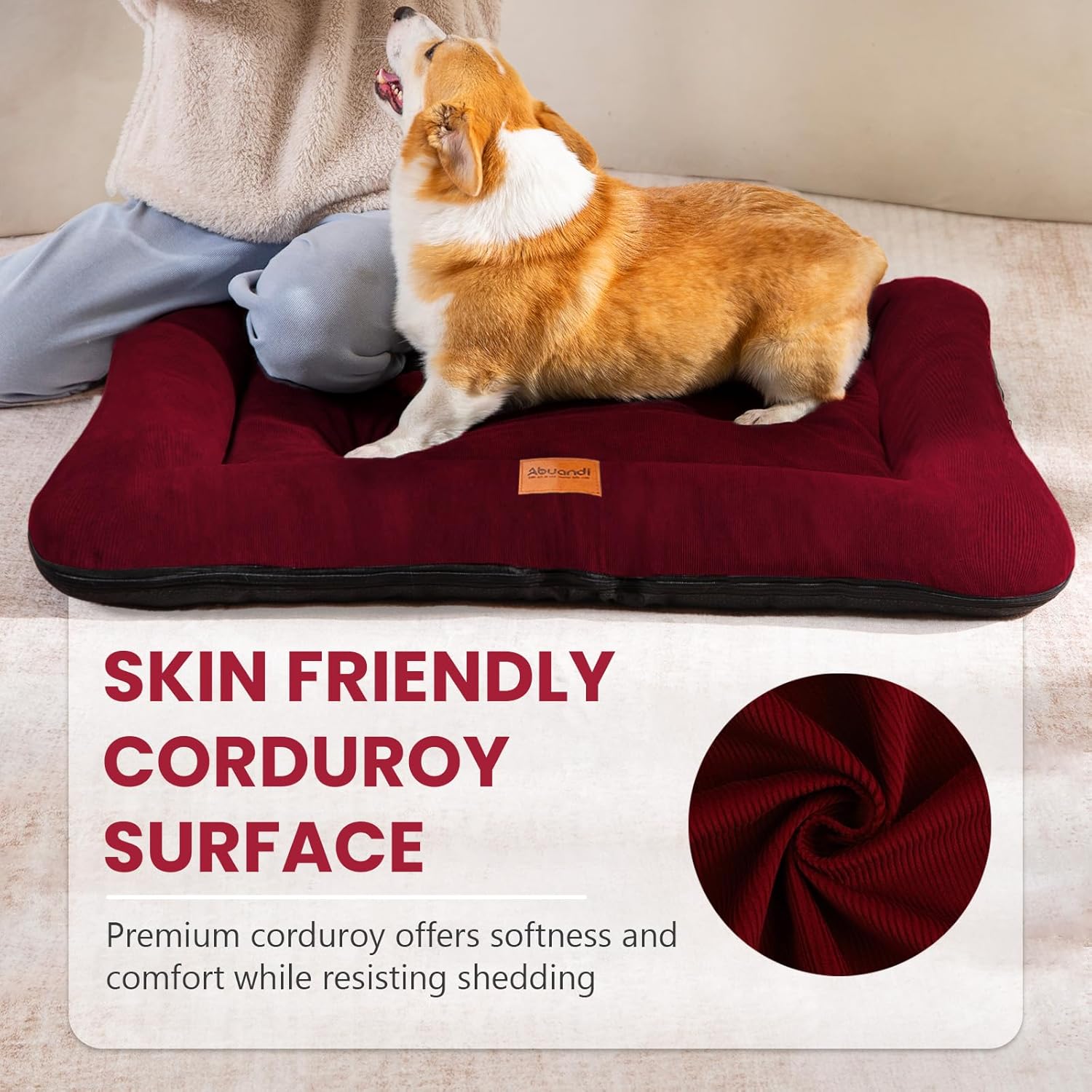 Dog Crate Bed Mat, Indestructible Dog Bed, Washable Chew Proof Cat Mat with Hidden Zipper & Anti-Slip Bottom for Extra Large Pet Cozy Sleeping, 43 x 30in (XL)