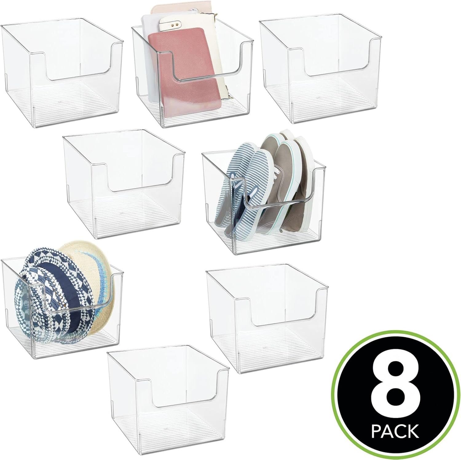 Suреr Brаndѕ mDesign Plastic Open Front Closet Home Storage Organizer Bin Box Container - for Bedroom, Cube Furniture Shelving Units - Holds Men's, Women's, Kids Clothing, Accessories - 10 Wide, 8 Pack - Clear