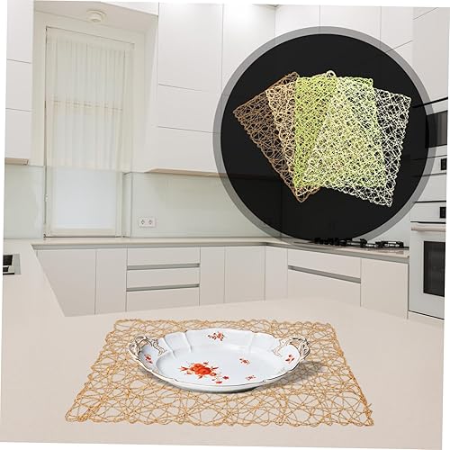 Miniatura 8 de Mikinona 4 manteles individuales tejidos de cuerda de papel de ratán, manteles individuales de papel aislados, tapete decorativo para colocar tazas,