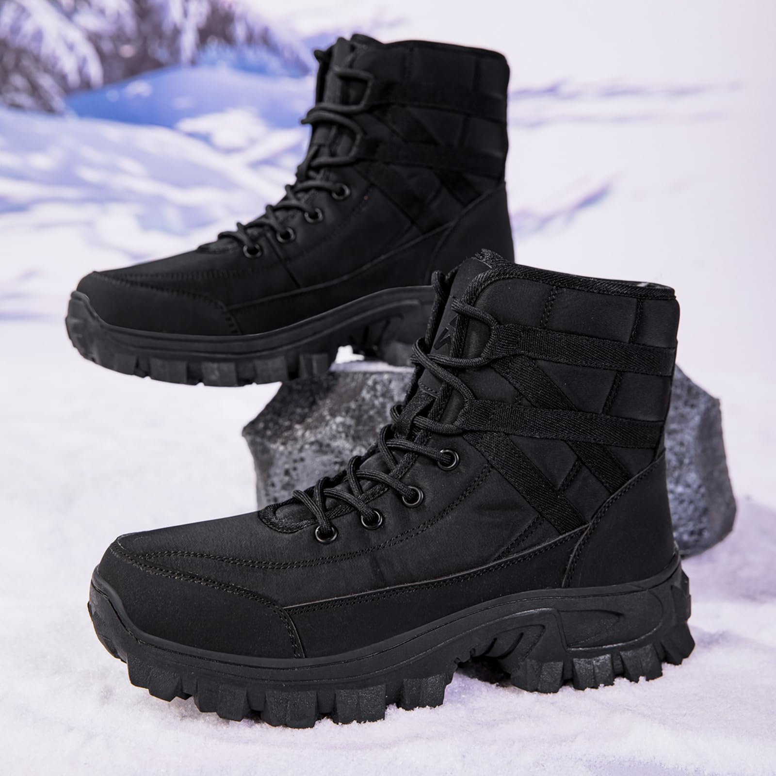Botas de nieve para mujer, altura media, botas de invierno impermeables con forro de piel sintética, suela antideslizante para nieve, hielo y día de la ciudad