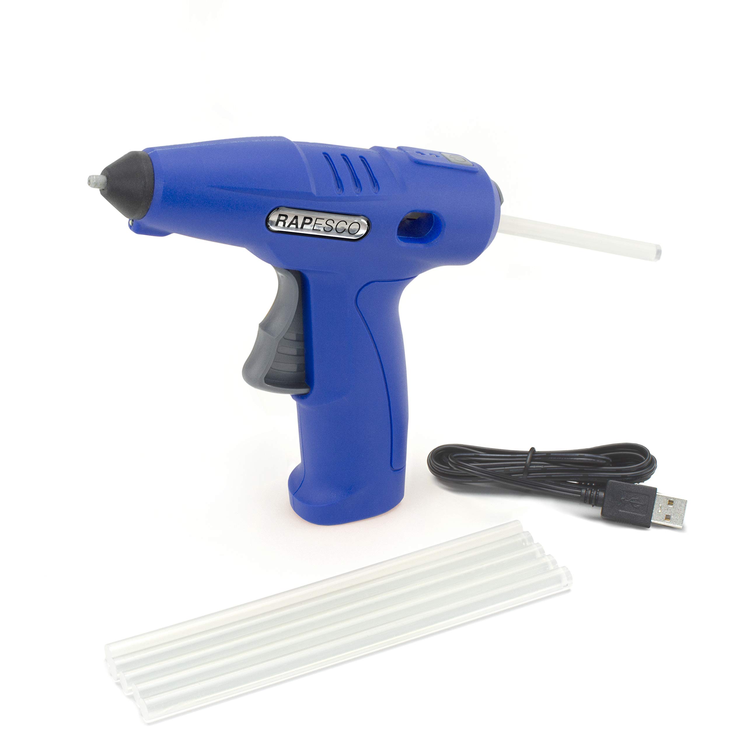 Rapesco 1567 G4-7 Pistola Colla a Caldo a Batteria e 6 Bastoncini, Blu