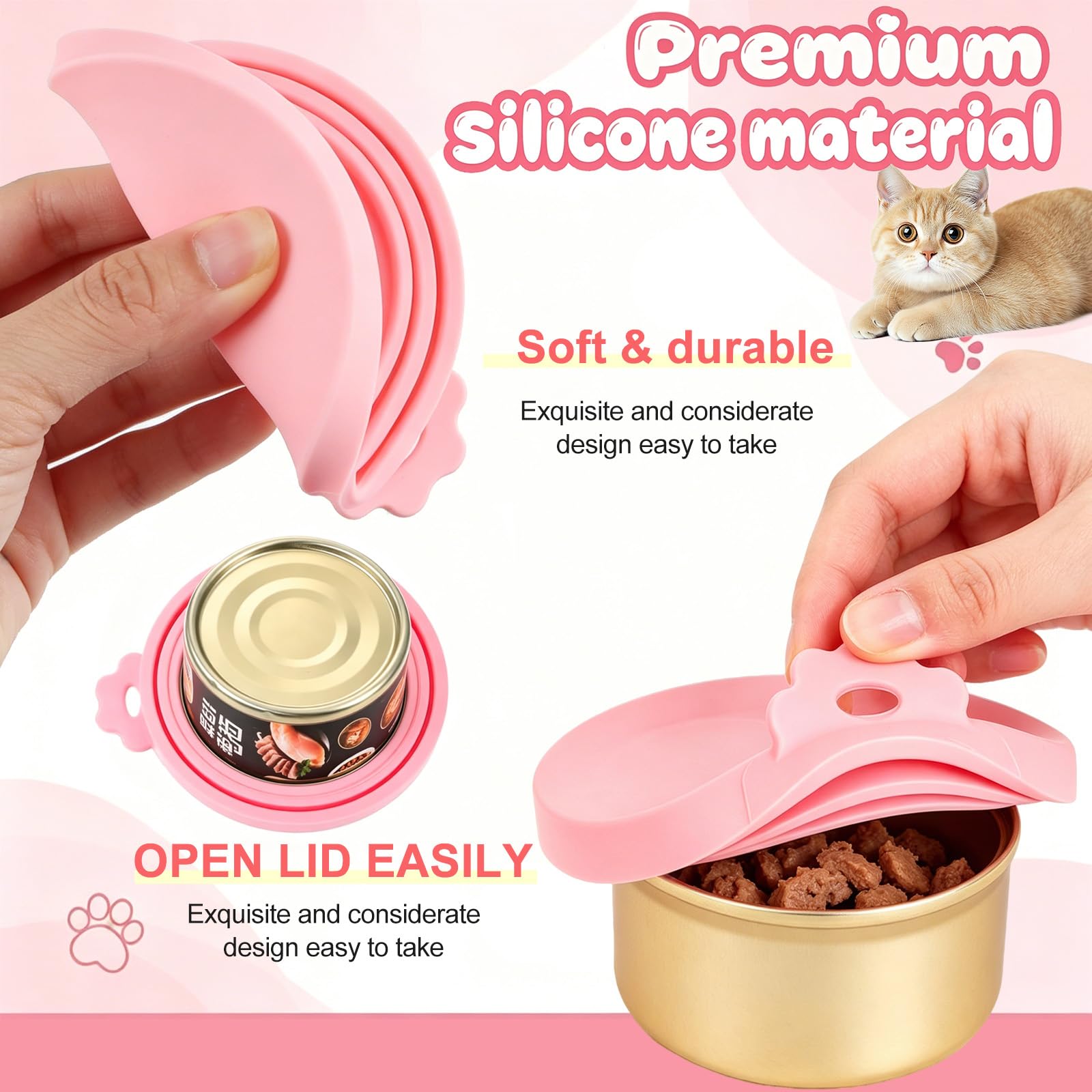 4 Pezzi Coperture per Lattine per Animali, Forma di Zampa Carina per Cucchiaio, Coperchi per Scatolette di Cibo per Cane Gatto