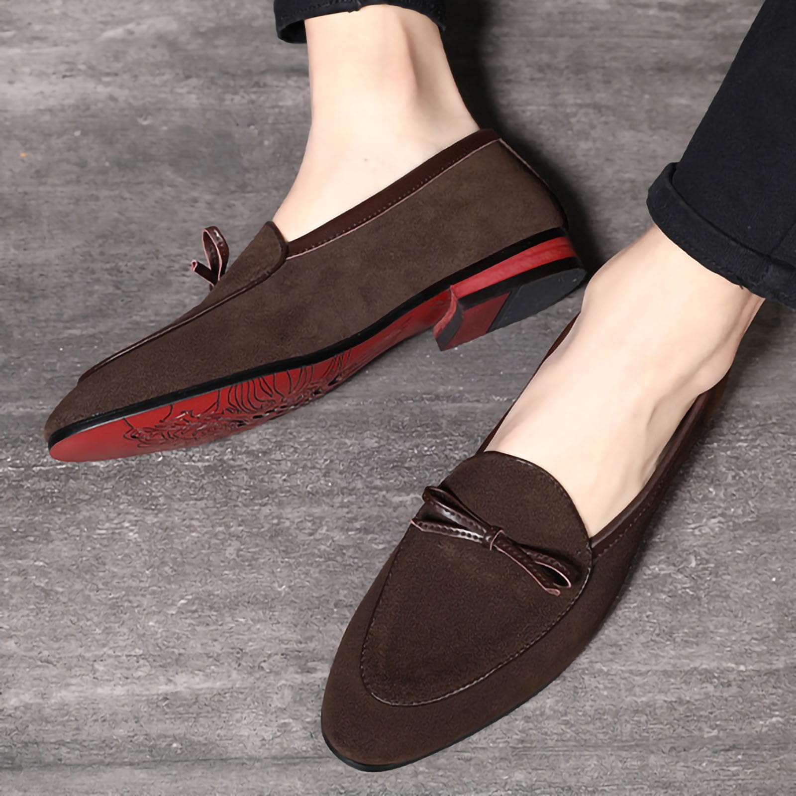 Mocasines de piel de ante con borlas para hombre, zapatos de vestir formales casuales para conducir