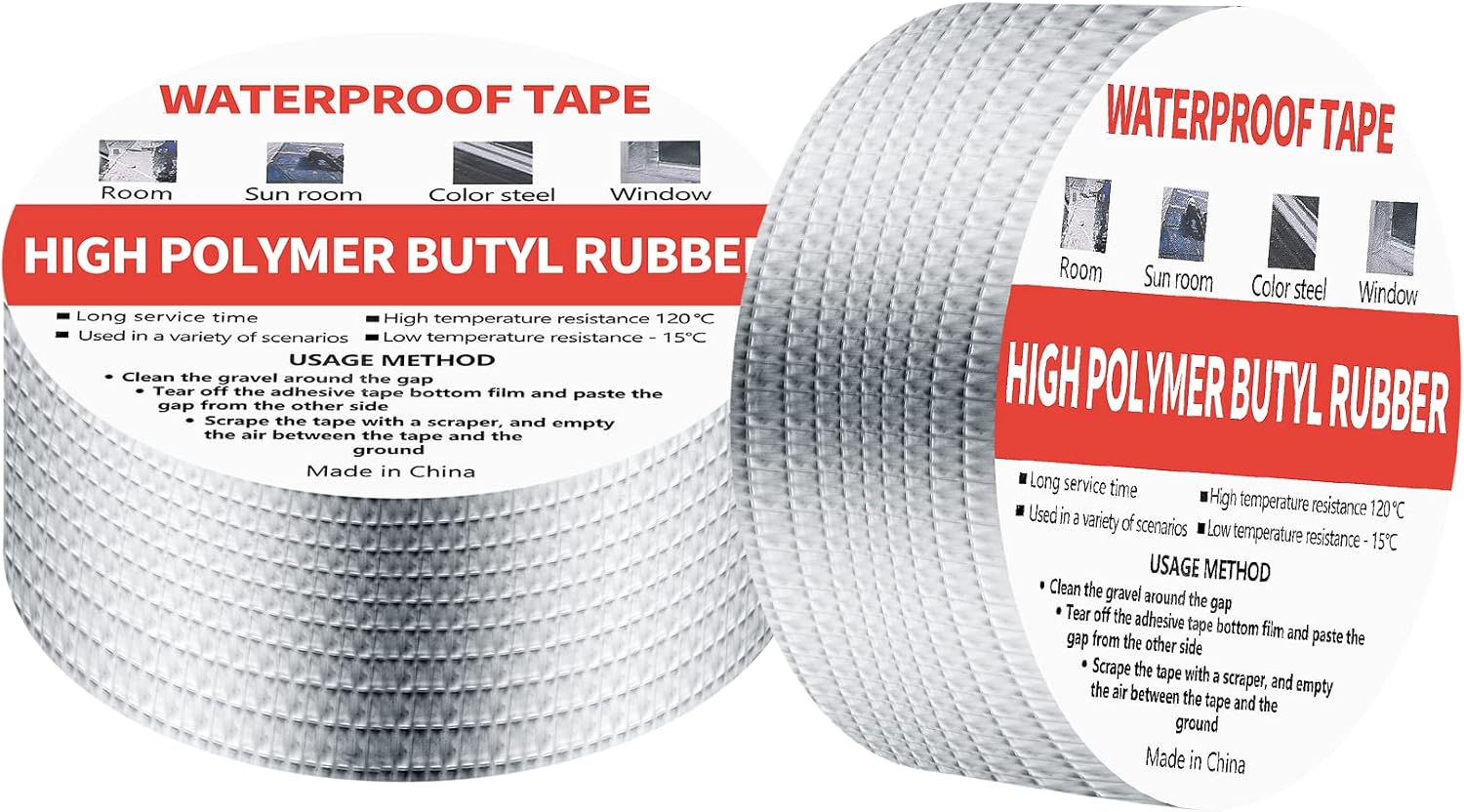 Butylkautschuk Aluminium Klebeband - Wasserdichtes Reparaturband 5cm×5m | Für Dach & Rohre