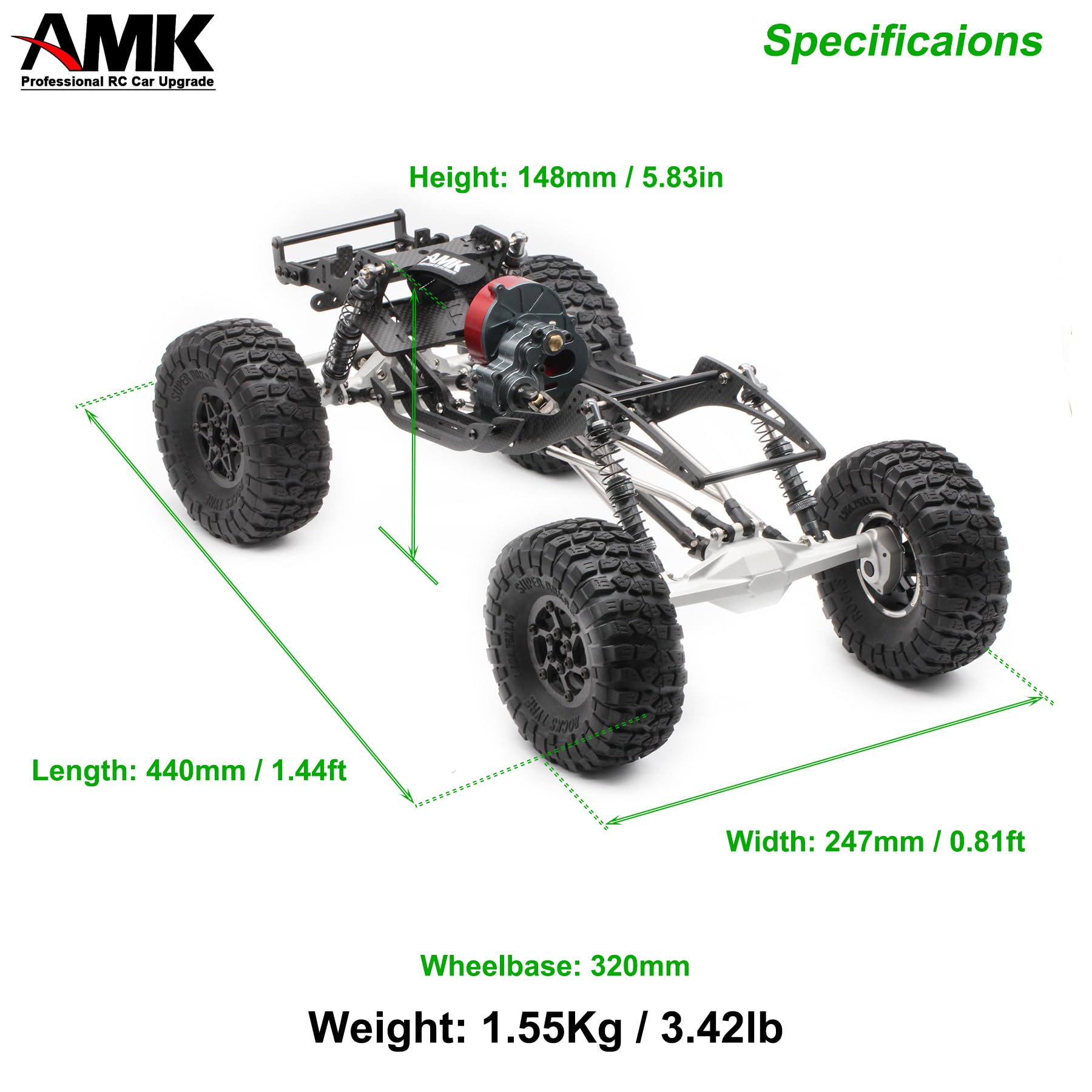 Amazon | AMK 320mm ホイールベース 1/10 RCシャーシフレーム カーボン