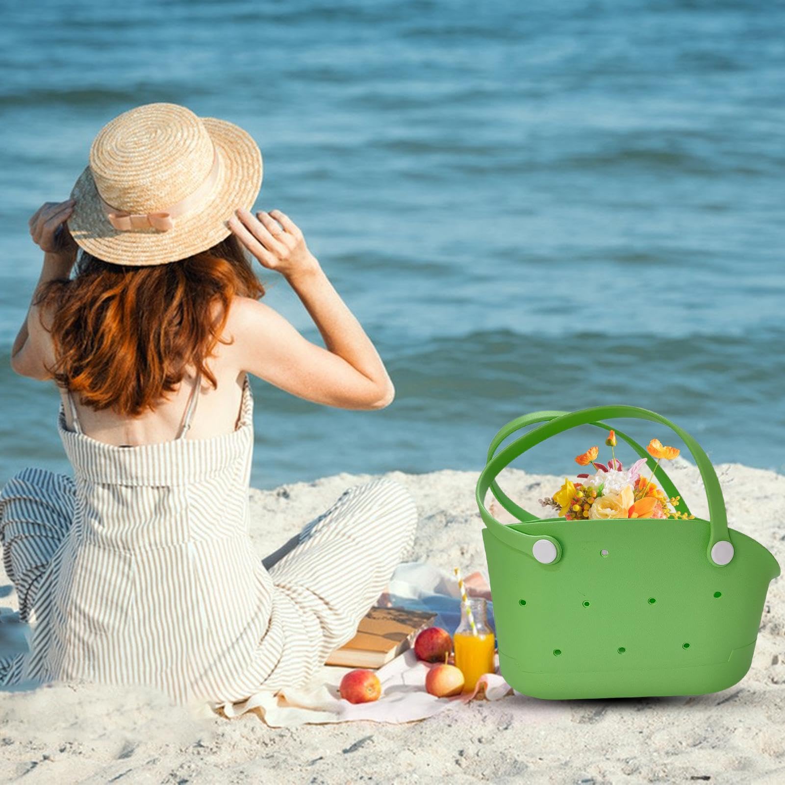 Generico Bolsa de playa de goma impermeable: bolsa de viaje compacta y portátil, bolsa abierta adecuada para deportes, mercado y uso al aire libre.