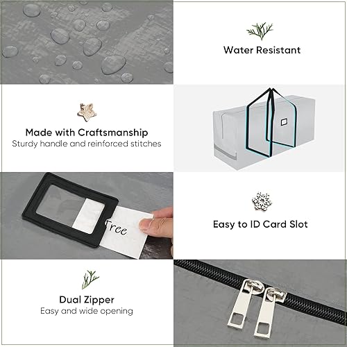 Miniatura 7 de BALEINE Bolsa de almacenamiento para árbol de Navidad gris y rojo de 7.5 pies