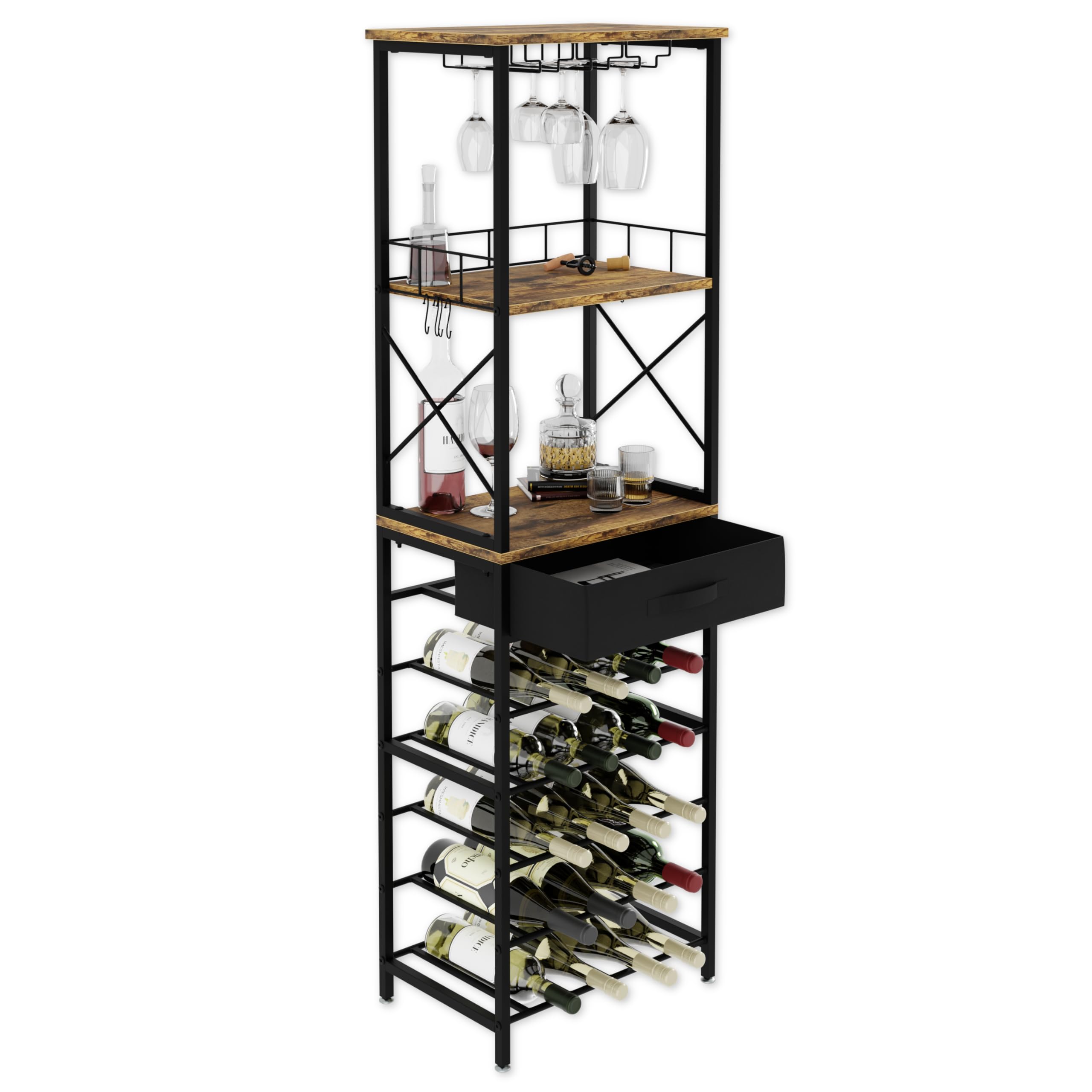 Lenmar, Weinregal aus Metall für Flaschen, 7-30 Flaschen, Wein, Flaschenregal, Kellerregal, Regale, Flaschenhalter Robuste Weinlagerung (LOFT 2-20S)