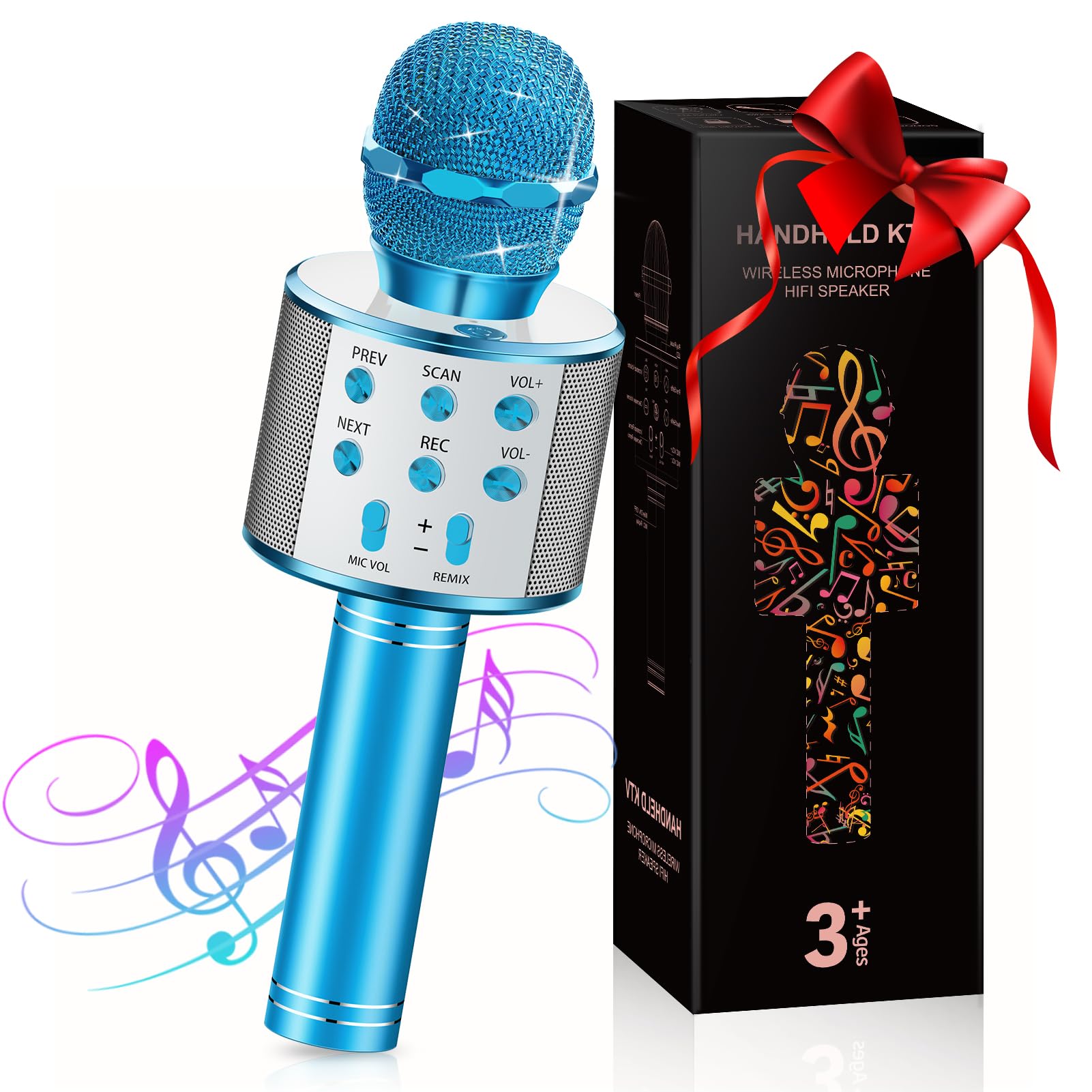 GeschenPark Karaoke con Microfono, Microfono Wireless Karaoke Bluetooth Senza Fili per Android/Phone/Pad/PC - Giocattoli Regalo Bambina 3-9 anni Giochi Bambino 4-12 Anni Regali di Natale Bambini