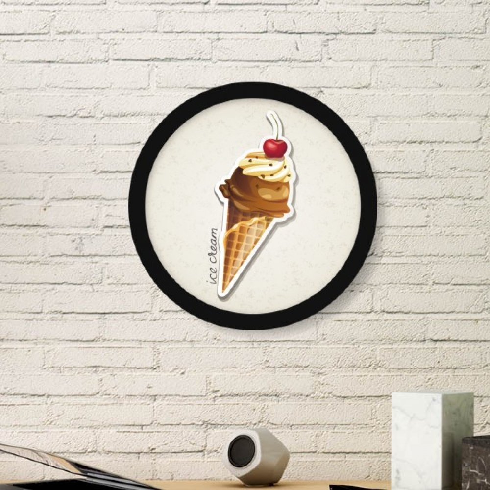Peinture cerise chocolat sucré en cadre bois rond noir pour une déco de cuisine gourmande