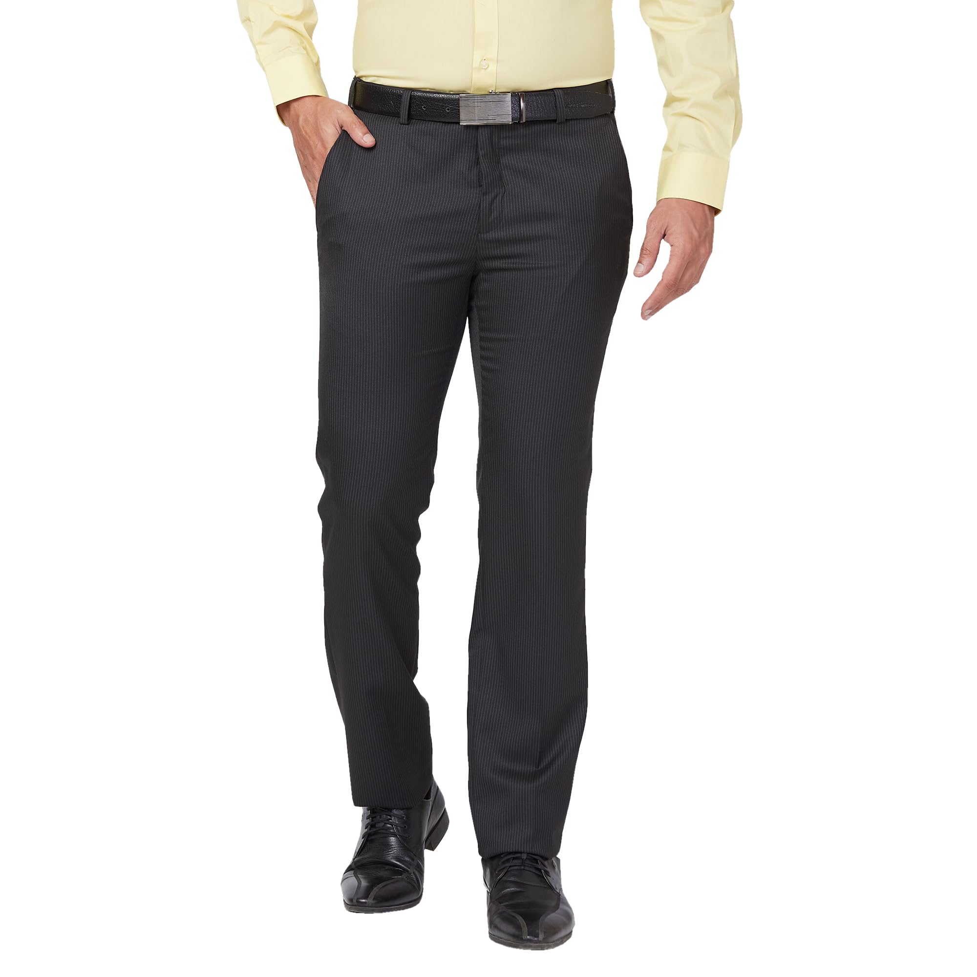 raymond Men Mid Rise Slim Fit Stripe Pattern Poly Viscose Blend Flat Front Formal Trouser-picture-33