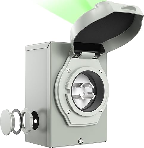 CircleCord Caja de entrada de energía para generador de 30 amperios y 4 clavijas, NEMA L14-30P, caja de entrada de alimentación para cable generador