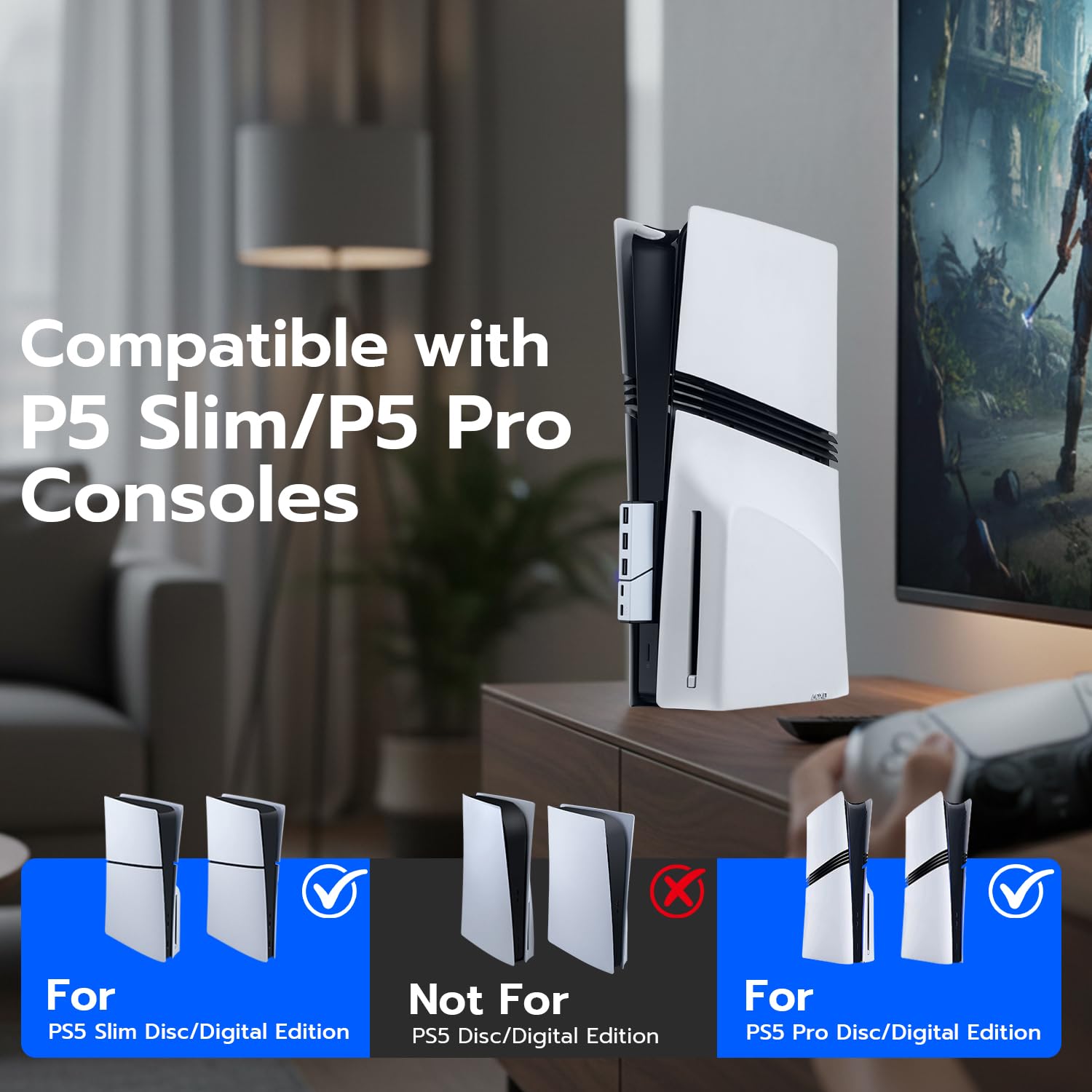 Mcbazel Hub USB Adattatore Hub di Estensione 5 Porte Ad Alta Velocità per PS5 Slim/PS5 Pro, Non per PS5