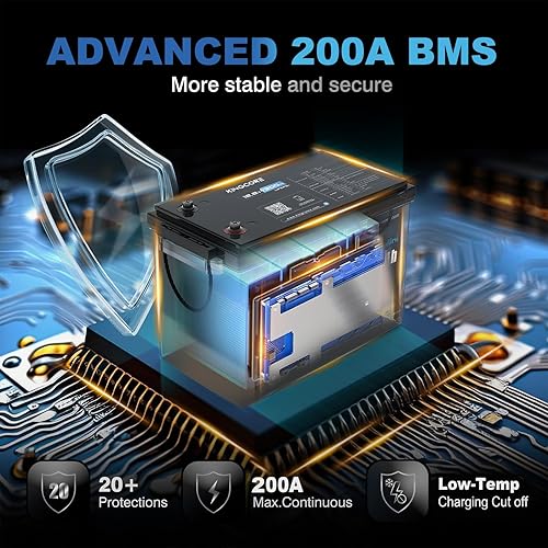 Miniatura 2 de Batería de litio LiFePO4 de 12 V 300 Ah con Bluetooth, batería de litio de ciclo profundo, 15000 ciclos integrados en BMS de 200 A para energía