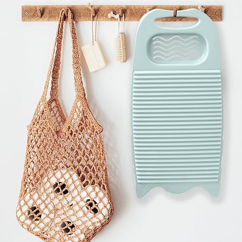 Miniatura 2 de Tabla de lavado, tabla de lavar para lavar a mano la ropa, tabla de limpieza de plástico para el hogar con soporte portátil (A-azul claro)