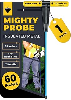 T&T Tools 60-Inch Mighty Probe Insulated Metal Soil Probe – 3/8" Metal Round Rod, Heavy Duty Design for Easy Penetration & Withdrawal, Soil Testing & Landscaping Tools, T-Handle, USA-Made-1 Pack