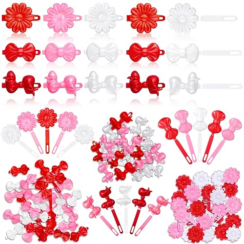 Janinka 72 pasadores de pelo autobisagra para niñas, pasadores de plástico para el cabello de los años 80 y 90, horquillas de dibujos animados,