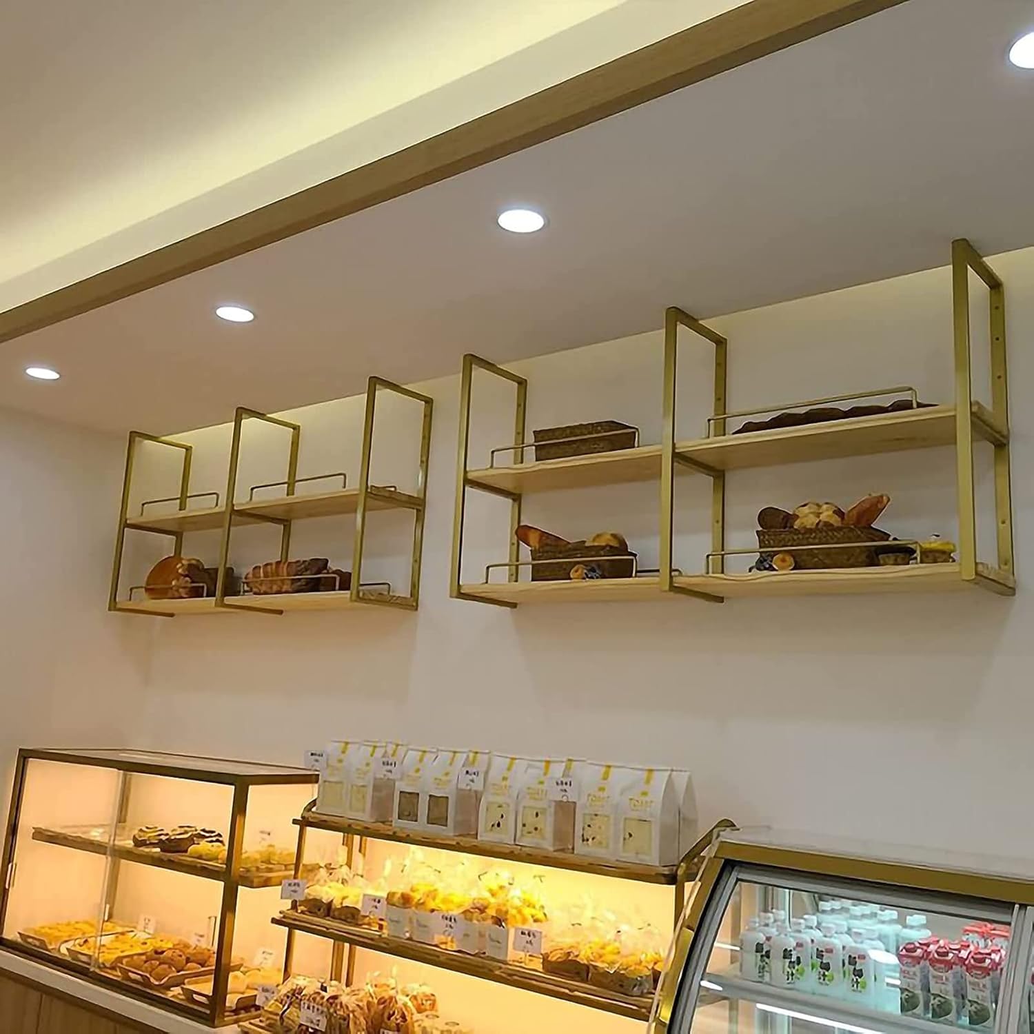 Solid Wood 2 Tier Living Room Ceiling Shelf Wine Rack, Bar Restaurant Hanging Decoration Storage Rack, Easy to Install, Plate Thickness 2Cm/D/80 * 30 * 80Cm