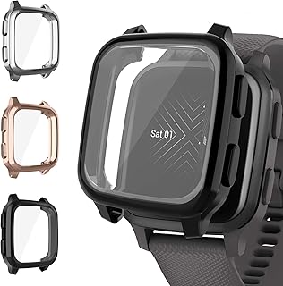 Voakod Garmin Venu Sq Screen Protector Case, TPU Rugged Bumper Case Cover All-Around Protective Plated Shell Accessories [Scratch-Proof] for Garmin Venu Sq Smartwatch